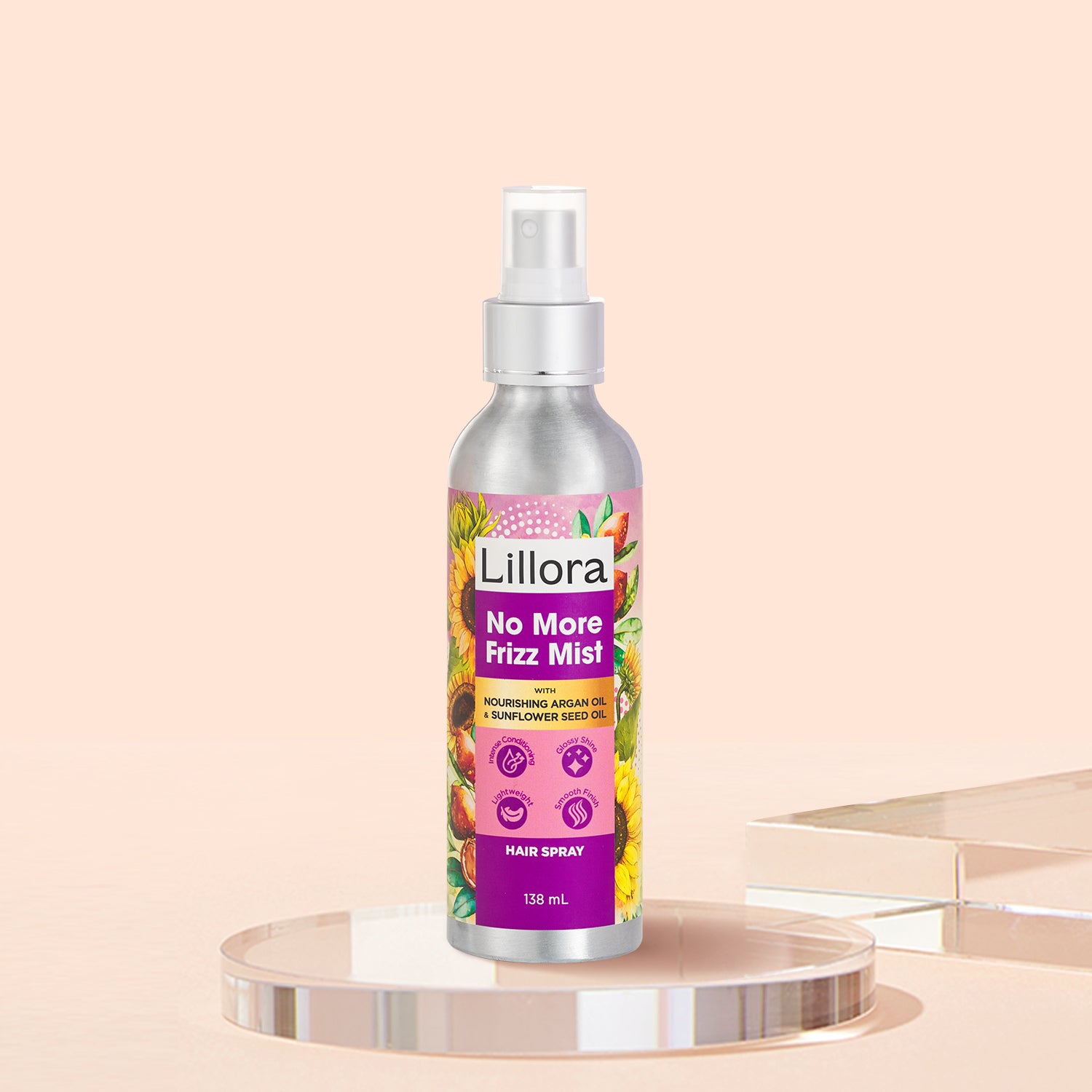 Anti-frizz spray for smooth, manageable hair, offering long-lasting humidity protection and shine